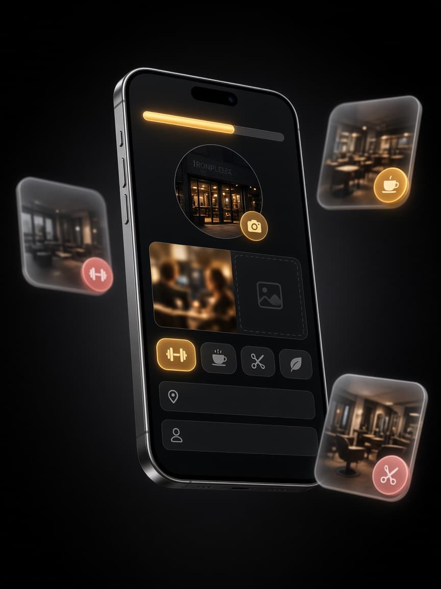 Smartphone showing the business profile setup form